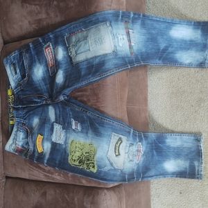 Men's Distressed Patched Jeans